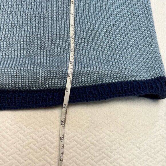 𝅺handmade Hand Knit Blue Short Sleeve Round Neck Sweater Size L/XL - Picture 8 of 9
